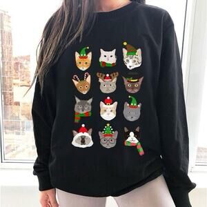 Gildan Black Cat Christmas Sweatshirt